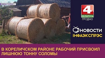 <b>Новости Гродно. 12.09.2022</b>. В Кореличском районе рабочий присвоил лишнюю тонну соломы